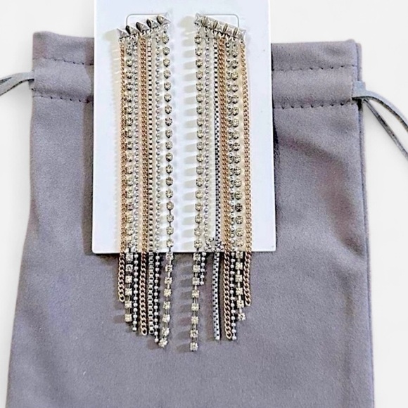 ALLSAINTS-Farrah Chain Earrings-warm brass/black-NWT - Picture 1 of 8